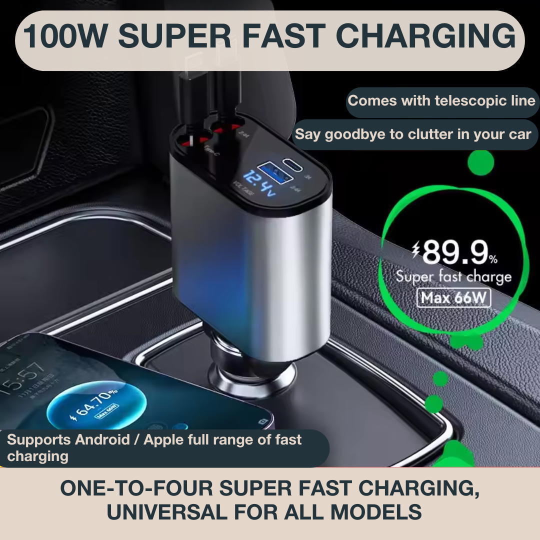 Simplify Your Life – 4 in 1 Retractable Phone Charger for Car | Keftoshop™